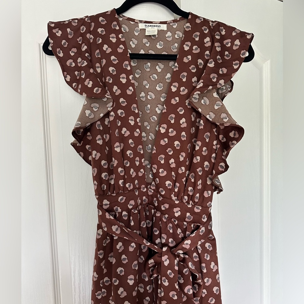 Glamorous UK plunge midi slit dress